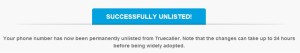TrueCaller Unlist Successful