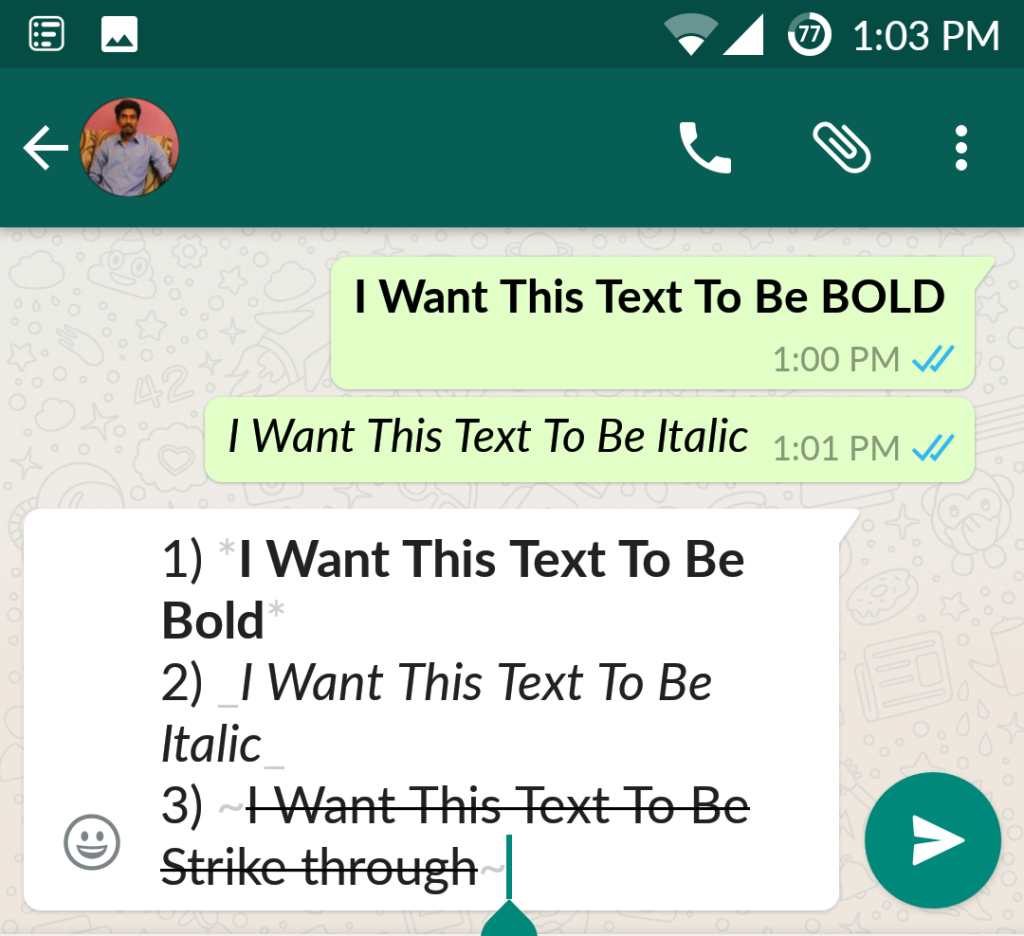 how to bold text in whatsapp status