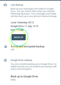 WhatsApp local backup