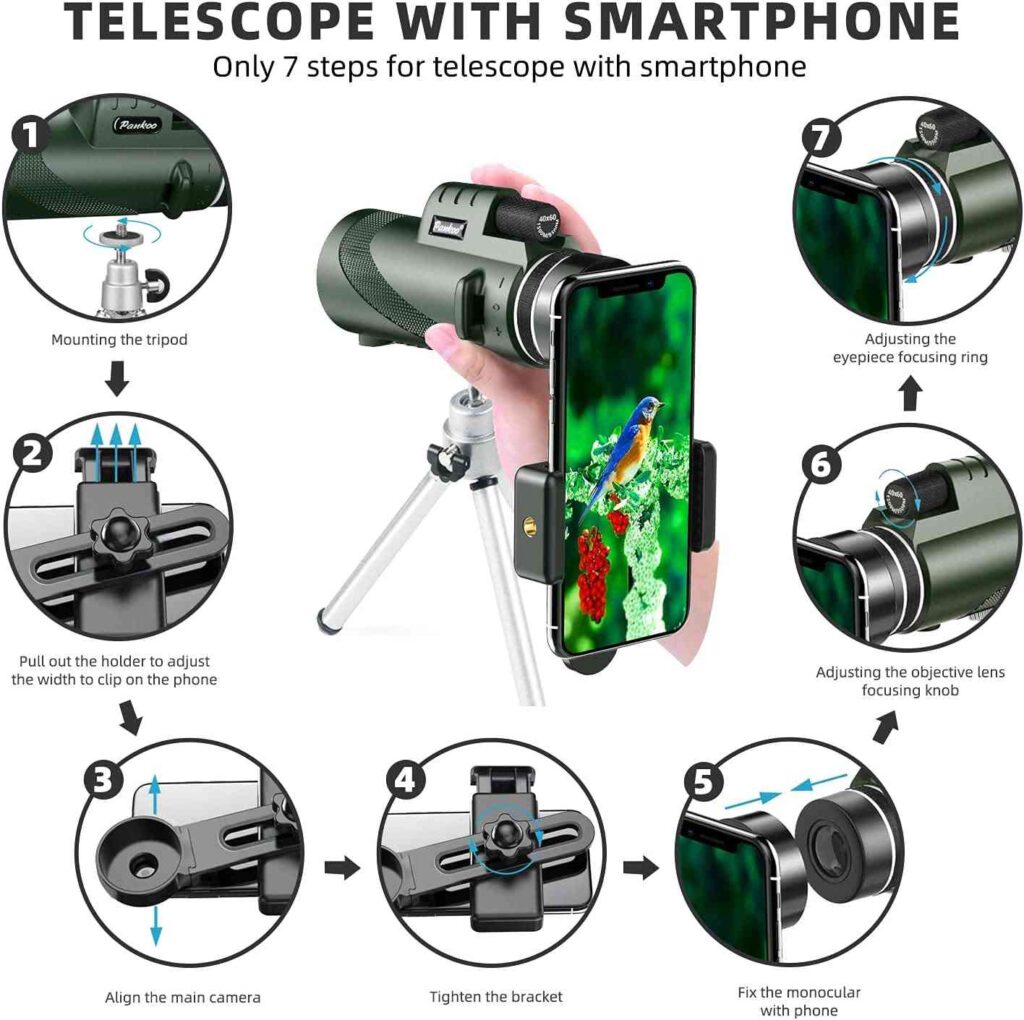 Pankoo High Power Monocular, monocular telescope for iPhone, best monocular telescope for iPhone
