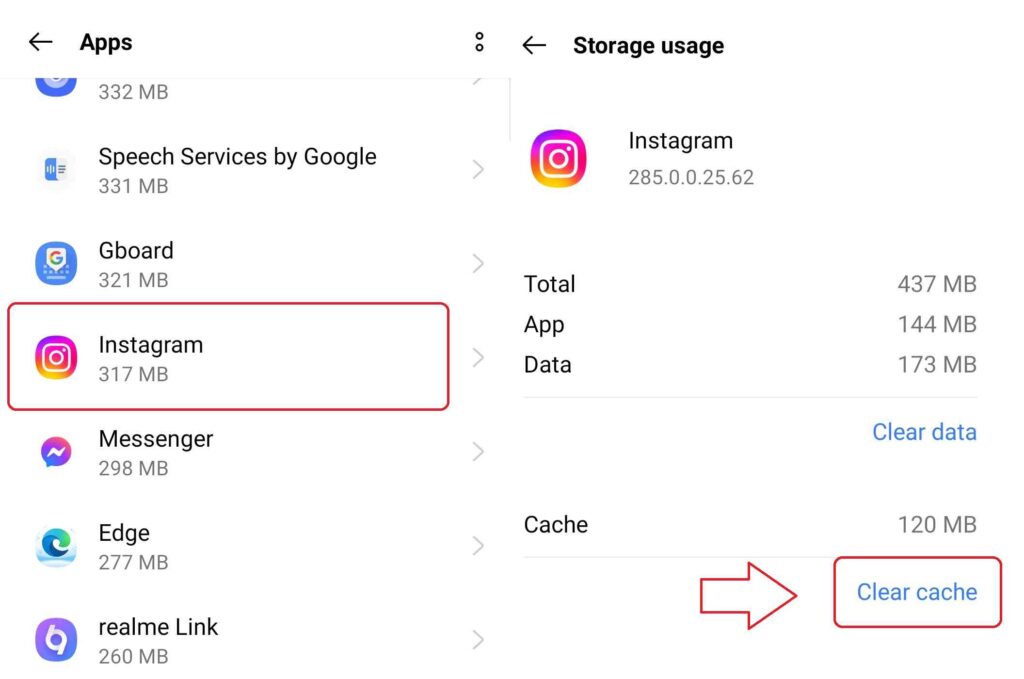 Fix Instagram scrolling issue by clearing Instagram Cache